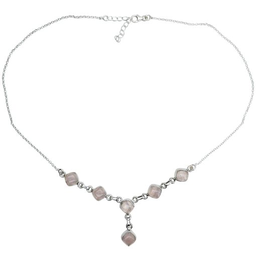6-Stone Rose Quartz Necklace 18″ - Image 3
