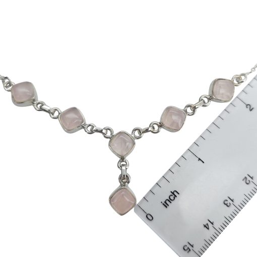 6-Stone Rose Quartz Necklace 18″ - Image 4