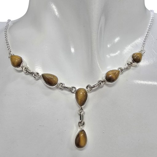 Tiger's Eye Sterling Silver Necklace 18" - Image 2