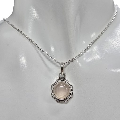 Rose Quartz Sterling Silver Pendant - Image 2