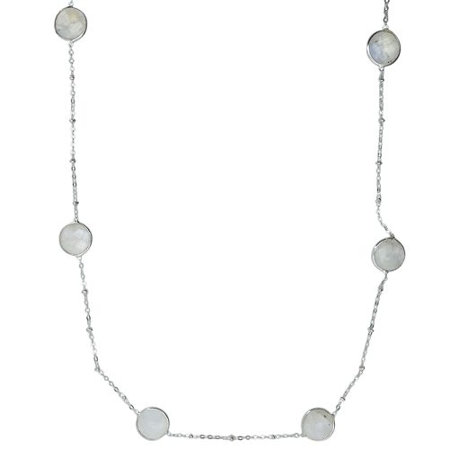 Faceted Moonstone Silver Necklace