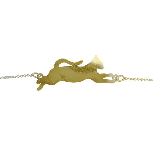 Gold-Plated Silver Cat Chain Bracelet