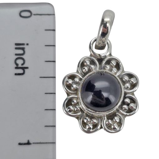 Black Onyx Sterling Silver Flower Pendant - Image 3