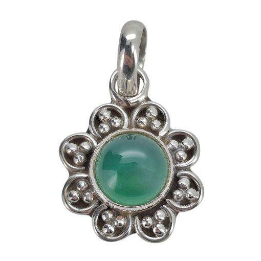 Green Onyx Sterling Silver Flower Pendant