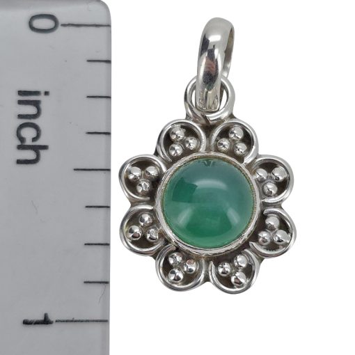 Green Onyx Sterling Silver Flower Pendant - Image 3