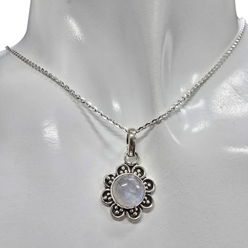 Moonstone Sterling Silver Flower Pendant - Image 2