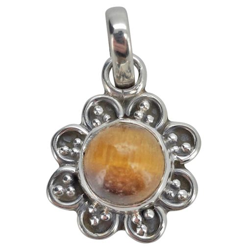 Tiger Eye Sterling Silver Flower Pendant