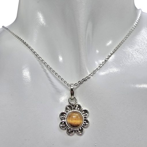 Tiger Eye Sterling Silver Flower Pendant - Image 2