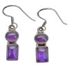 Geometric-Style Amethyst Silver Dangle Earrings
