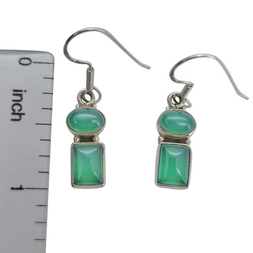 Geometric-Style Green Onyx Dangle Earrings - Image 3