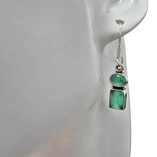 Geometric-Style Green Onyx Dangle Earrings - Image 2