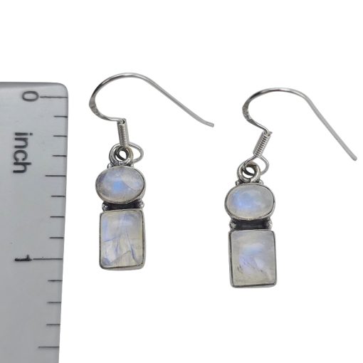 Geometric-Style Moonstone Dangle Earrings - Image 3