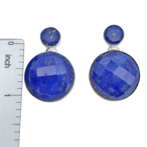 Faceted Lapis Lazuli Stud Statement Earrings - Image 3