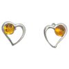 Cognac Amber Heart Stud Earrings