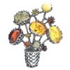Multicolor Amber Flower Bouquet Pin / Brooch