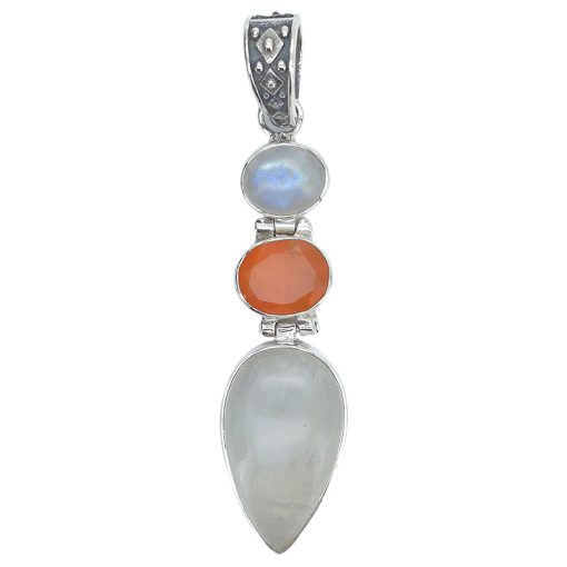 Moonstone/Red Onyx Sterling Silver Handmade Pendant