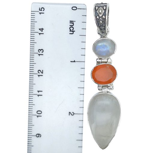 Moonstone/Red Onyx Sterling Silver Handmade Pendant - Image 3
