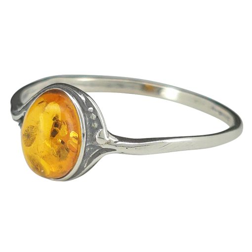Cognac Amber Sterling Silver Oval Ring - Image 2