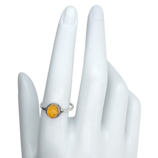Cognac Amber Sterling Silver Oval Ring - Image 4