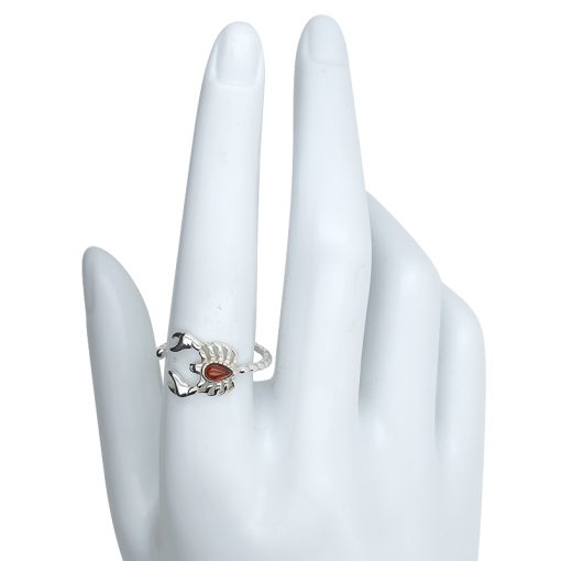 Cherry Amber Sterling Silver Scorpio Adjustable Ring - Image 3