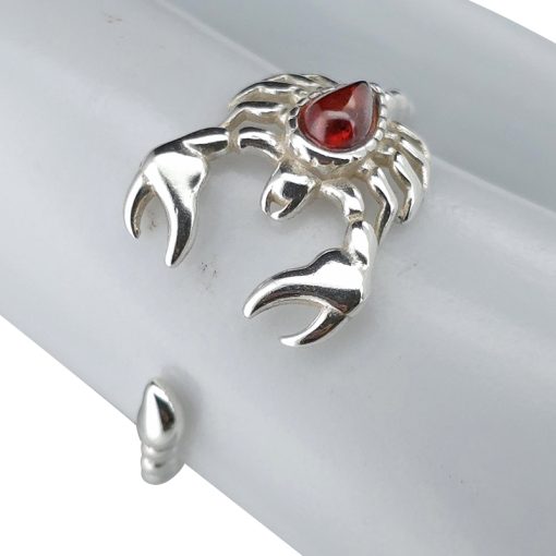 Cherry Amber Sterling Silver Scorpio Adjustable Ring - Image 2