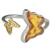 Butterfly Cognac Amber Adjustable Ring