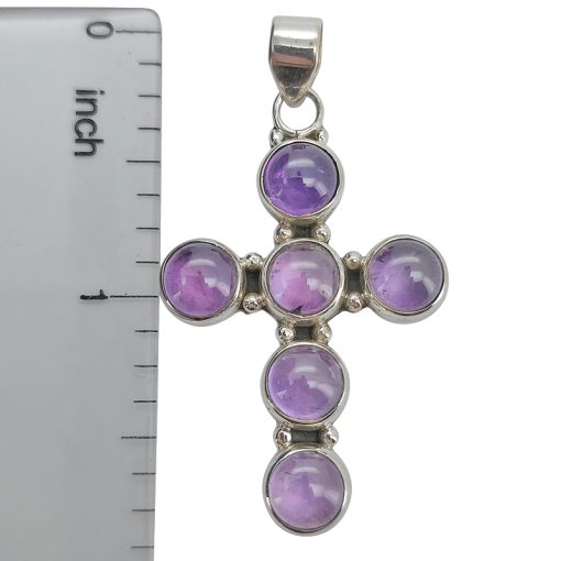 Amethyst Sterling Silver Cross Pendant - Image 3