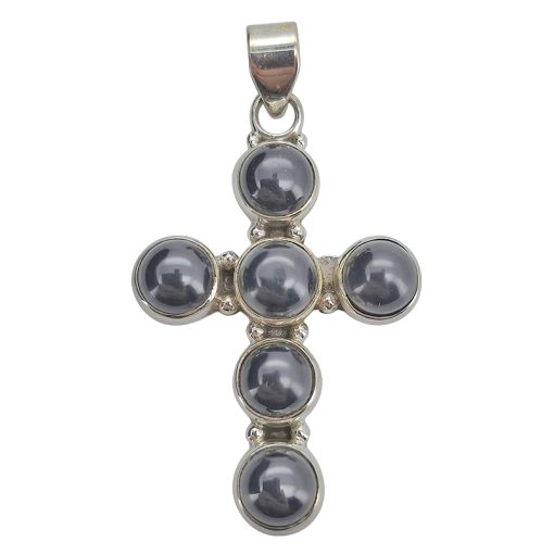 Black Onyx Sterling Silver Cross Pendant