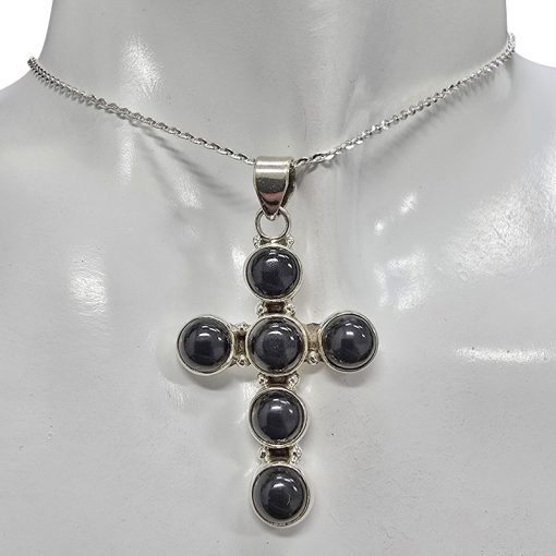 Black Onyx Sterling Silver Cross Pendant - Image 2