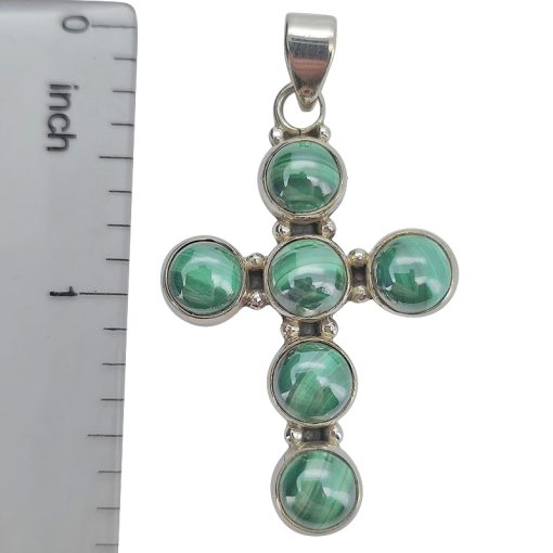 Malachite Sterling Silver Cross Pendant - Image 3