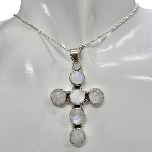 Moonstone Sterling Silver Cross Pendant - Image 2