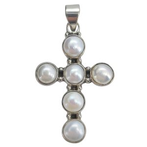 Pearl Sterling Silver Cross Pendant