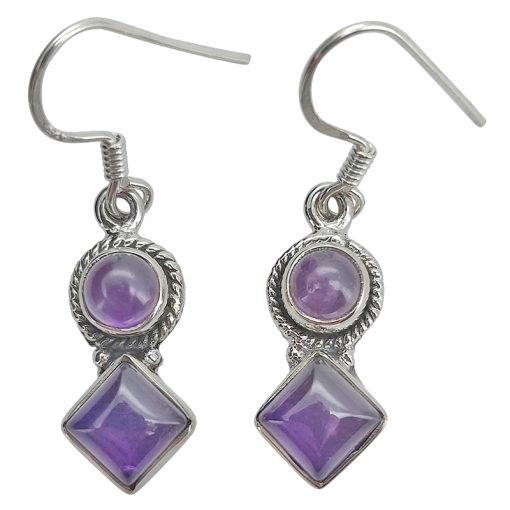 Amethyst 925 Silver Earrings On Hooks