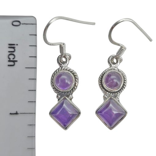 Amethyst 925 Silver Earrings On Hooks - Image 3