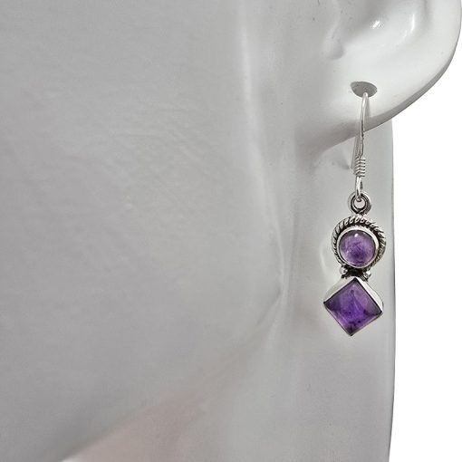 Amethyst 925 Silver Earrings On Hooks - Image 2