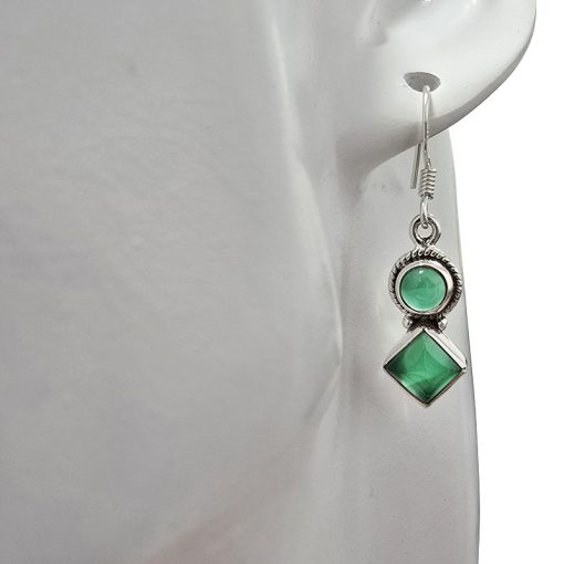 Green Onyx 925 Silver Earrings On Hooks - Image 2
