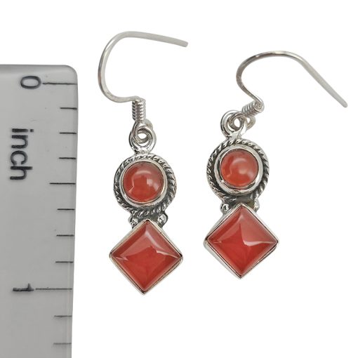 Red Onyx 925 Silver Earrings On Hooks - Image 3