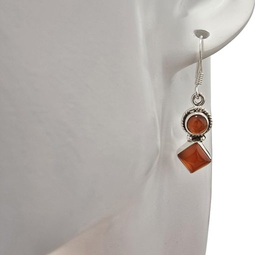 Red Onyx 925 Silver Earrings On Hooks - Image 2