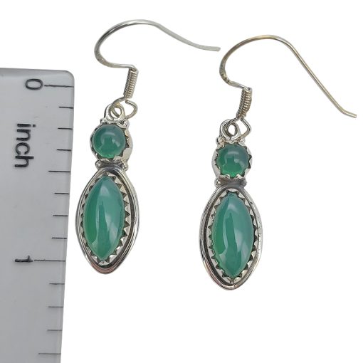 Green Onyx Sterling Silver Earrings On Hooks - Image 3