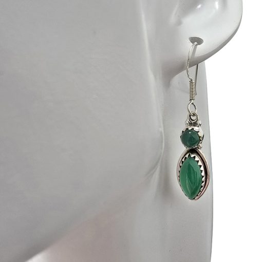 Green Onyx Sterling Silver Earrings On Hooks - Image 2