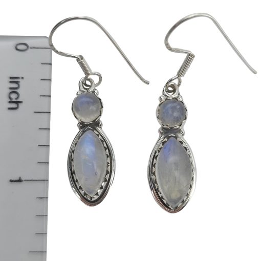Moonstone Sterling Silver Earrings On Hooks - Image 3