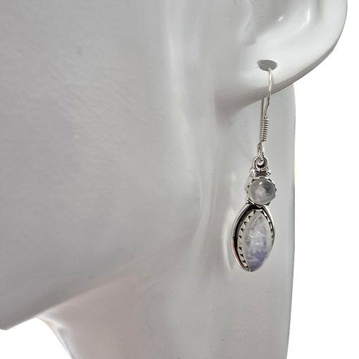 Moonstone Sterling Silver Earrings On Hooks - Image 2