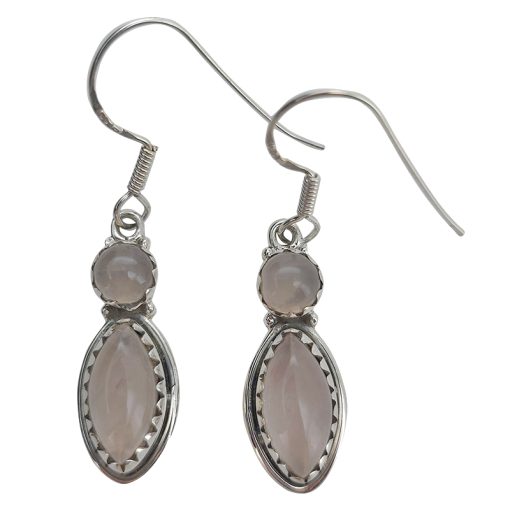 Rose Quartz Sterling Silver Earrings On Hooks