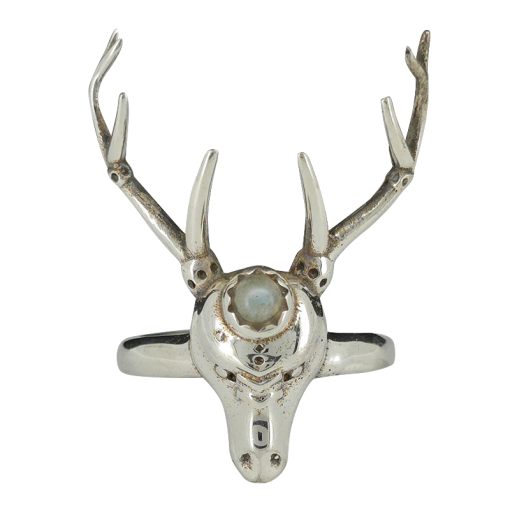 Labradorite Sterling Silver Deer/Stag Head Ring