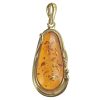 Cognac Amber Gold Plated Silver Handmade Pendant
