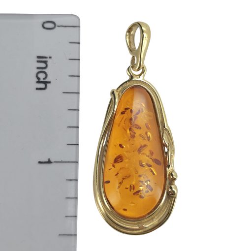 Cognac Amber Gold Plated Silver Handmade Pendant - Image 3