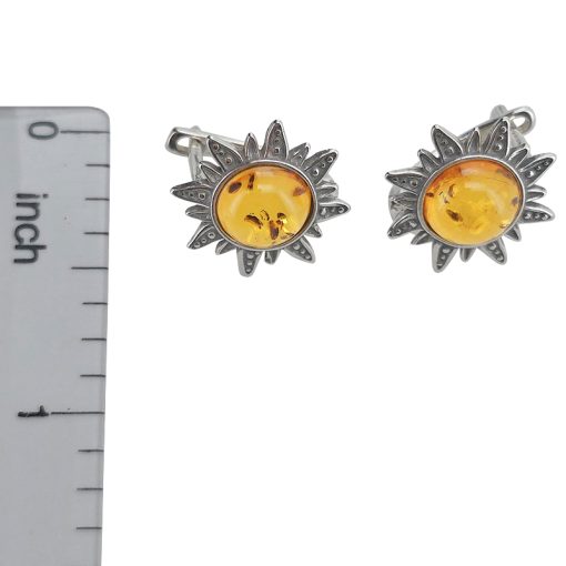 Sun Amber Sterling Silver Post Earrings - Image 4
