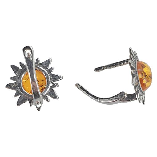 Sun Amber Sterling Silver Post Earrings - Image 3