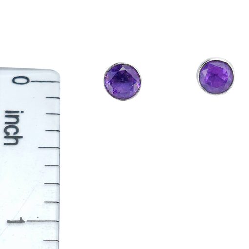 Faceted Amethyst Stud Earrings - Image 3