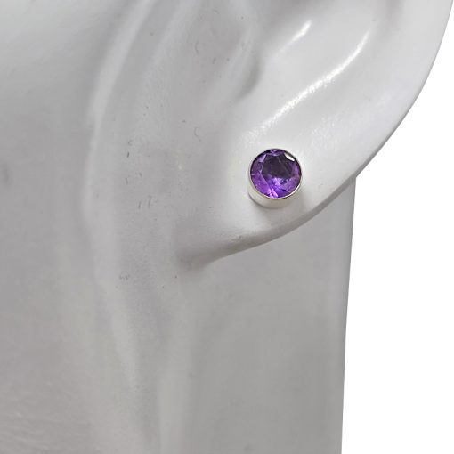 Faceted Amethyst Stud Earrings - Image 2